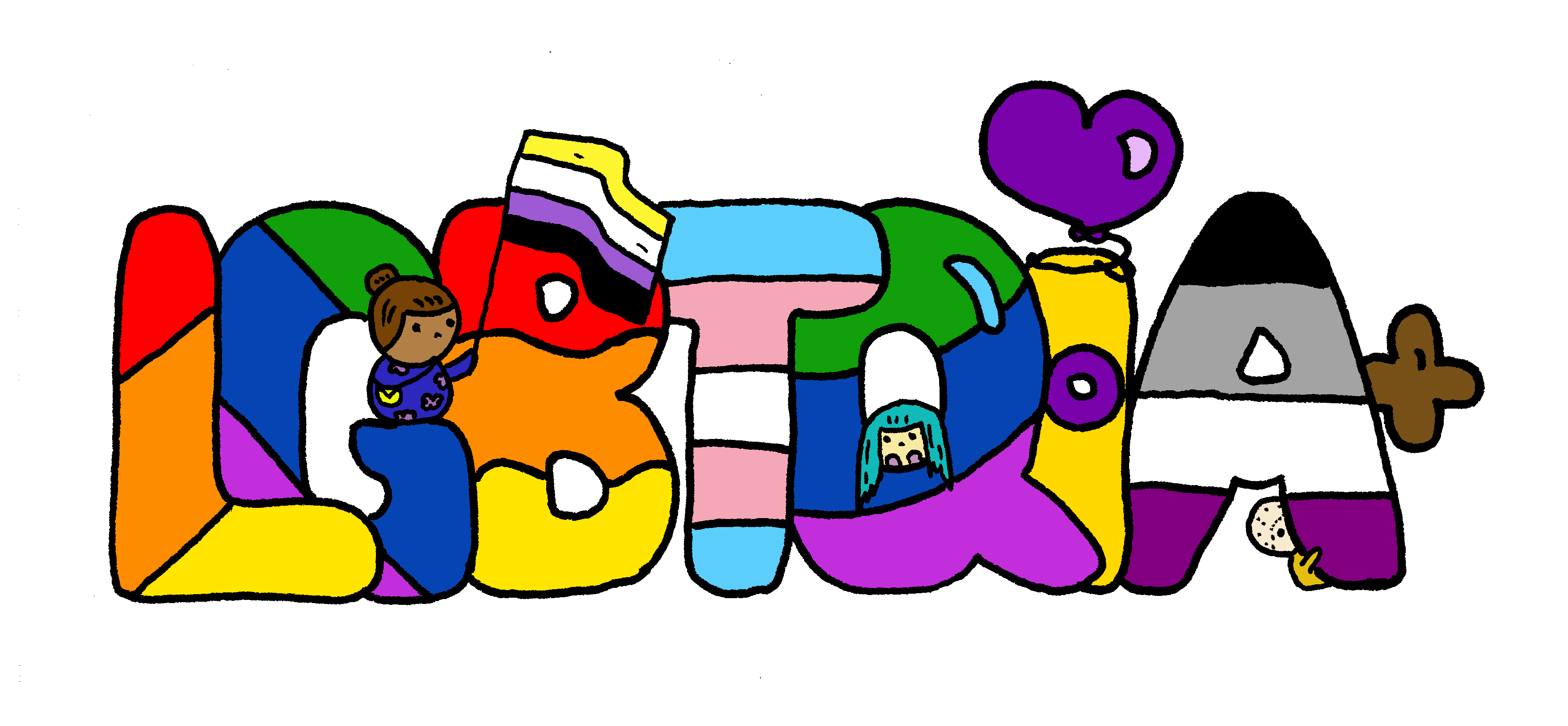 LGBTQA letters in rainbow colors